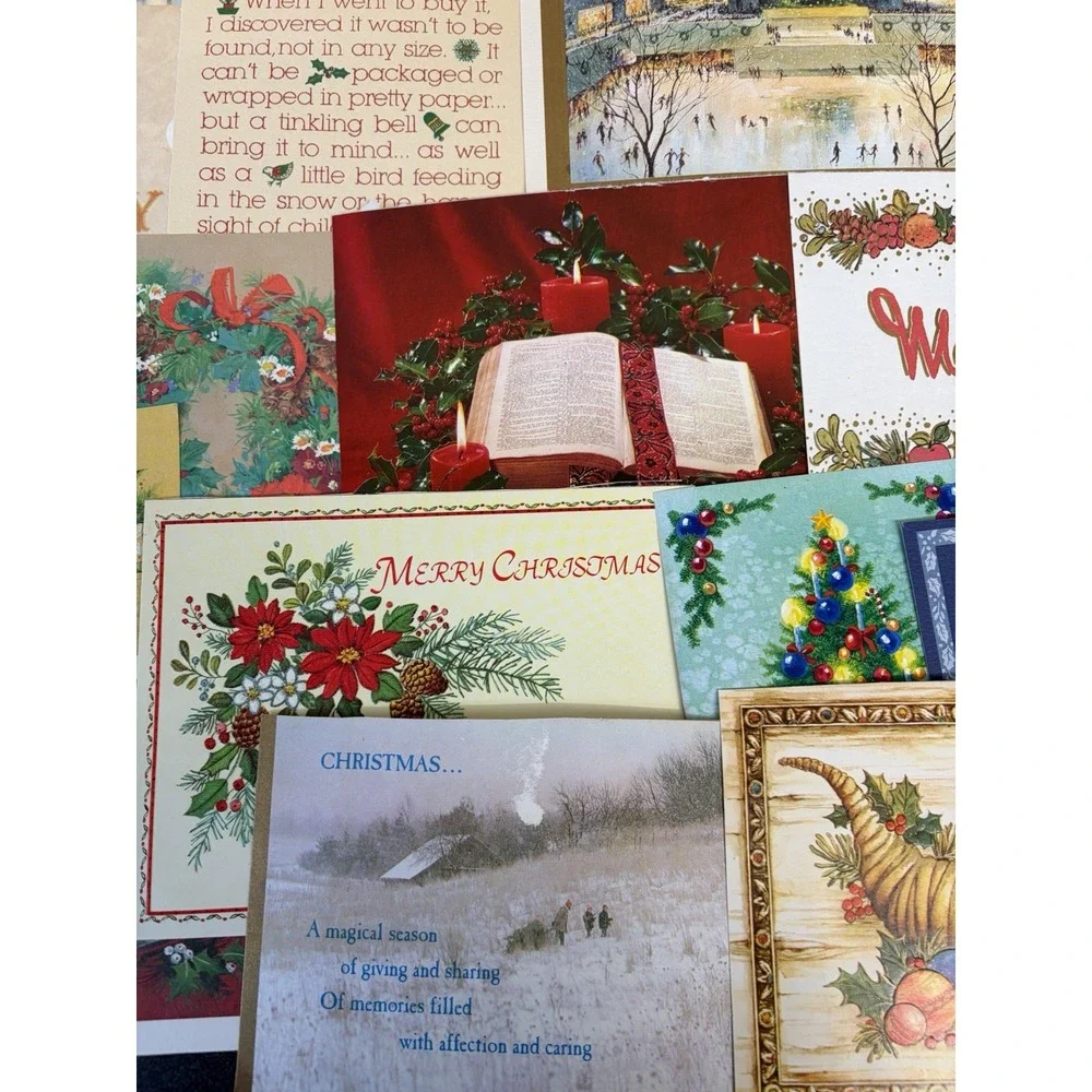 Vintage Christmas Cards Fronts ONLY Traditional Scrapbooking Decoupage Lot 50+